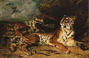 Eugene Delacroix A Young Tiger Playing with its Mother Spain oil painting artist